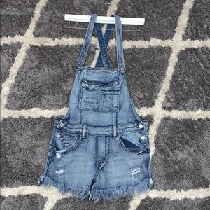 Denim overall shorts